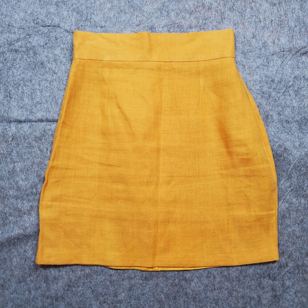 Vintage Vilma Alexander Skirt Womens Size 6 Linen Mini High Waist Old Money Gold